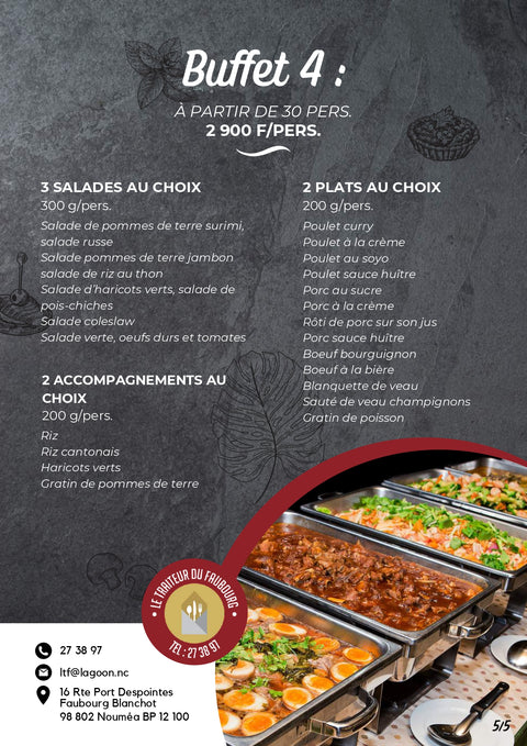 Buffet 4 - 3 Salades + 2 plats + 2 accompagnements